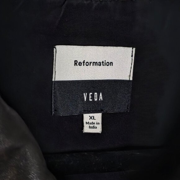 Reformation‎ Veda Marco Pitstop Brown Leather Oversized Bomber Jacket Size XL - Picture 5 of 16